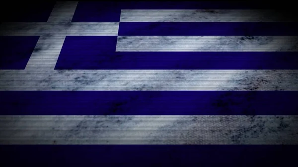 Grekland Realistisk Flagga Gamla Slitna Tyg Textur Effekt Illustration — Stockfoto