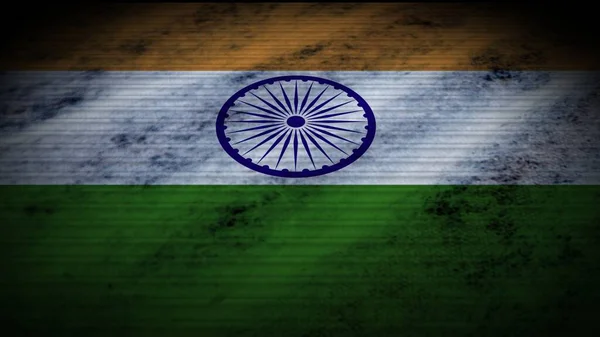 India Realistic Flag Old Worn Fabric Texture Effect Illustration — 스톡 사진