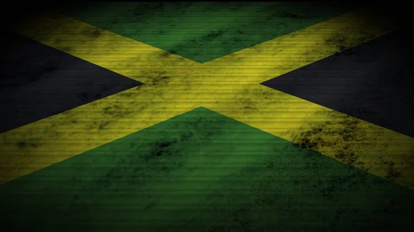Jamaica Bandeira Realista Efeito Textura Tecido Antigo Desgastado Ilustração — Fotografia de Stock