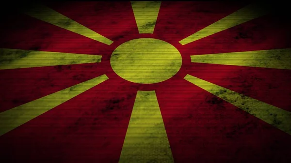 Macedonia Bandera Realista Antiguo Efecto Textura Tela Gastada Ilustración —  Fotos de Stock