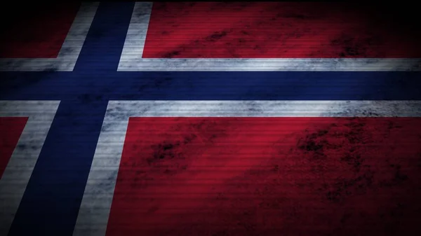 ノルウェーの現実的な旗 古い織物テクスチャ効果 3Dイラスト — ストック写真