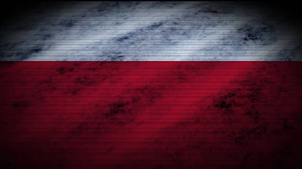Polonya Gerçekçi Bayrak Eski Yıpranmış Kumaş Doku Efekti Görüntü — Stok fotoğraf