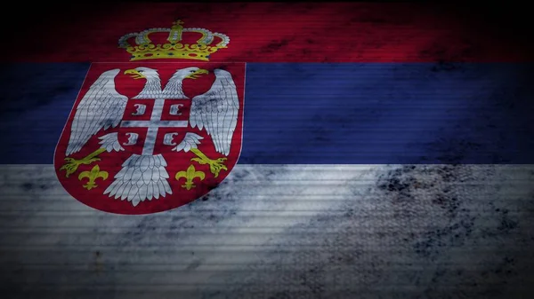 セルビア リアルな旗 古い織物テクスチャ効果 3Dイラスト — ストック写真