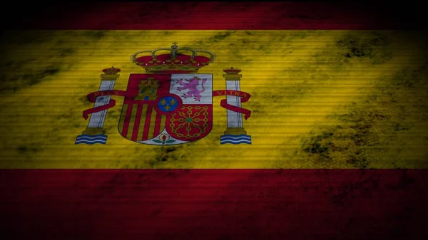 Spanien Realistische Flagge Altgewebetextur Effekt Illustration — Stockfoto