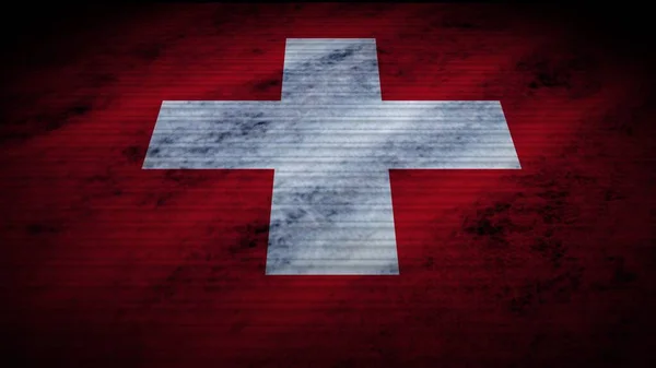 Zwitserland Realistische Vlag Old Worn Texture Effect Illustratie — Stockfoto