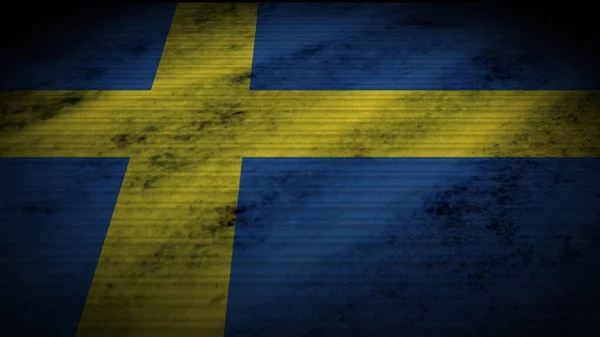 スウェーデンの現実的な旗 古い織物テクスチャ効果 3Dイラスト — ストック写真