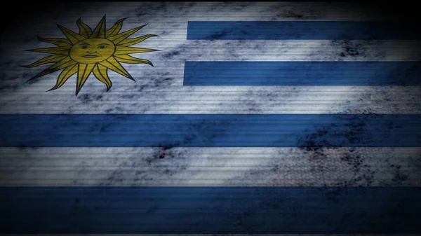 Uruguay Realistic Flag Old Worn Fabric Texture Effect Illustration — 스톡 사진