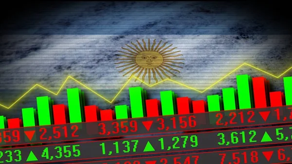 Bandera Realista Argentina Gráfico Bursátil Línea Zigzag Efecto Neón Efecto — Foto de Stock