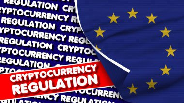 Avrupa Birliği Gerçekçi Kumaş Doku Bayrağı, Şifreleme Düzenleme Başlığı 3D İllüstrasyon