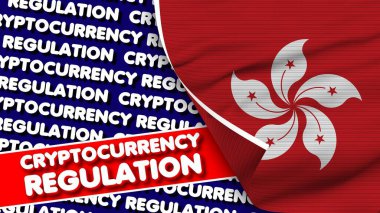 Hong Kong Gerçekçi Kumaş Doku Bayrağı, Şifreleme Düzenleme Başlığı 3D İllüstrasyon