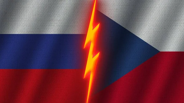 Цех Республіка Російські Прапори Разом Хвилястий Ефект Текстури Тканин Ефект — стокове фото