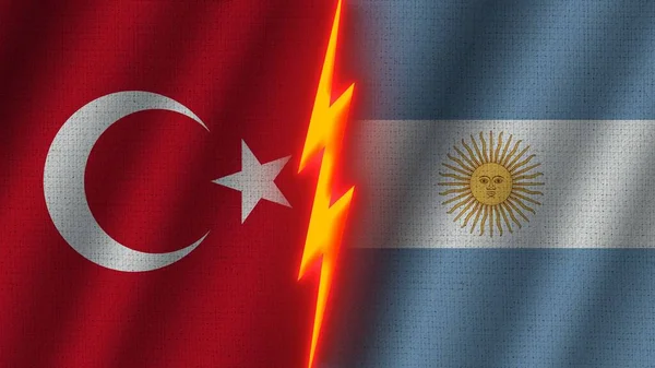 Αργεντινή Και Τουρκία Σηματοδοτεί Μαζί Κυματιστό Φαινόμενο Ύφασμα Φαινόμενο Νέον — Φωτογραφία Αρχείου