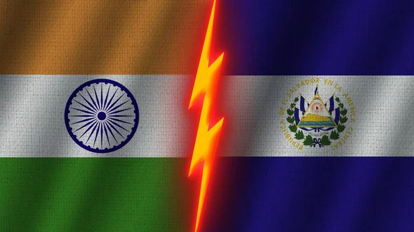 Salvador Indické Vlajky Dohromady Efekt Vlnité Textury Efekt Neonové Záře — Stock fotografie