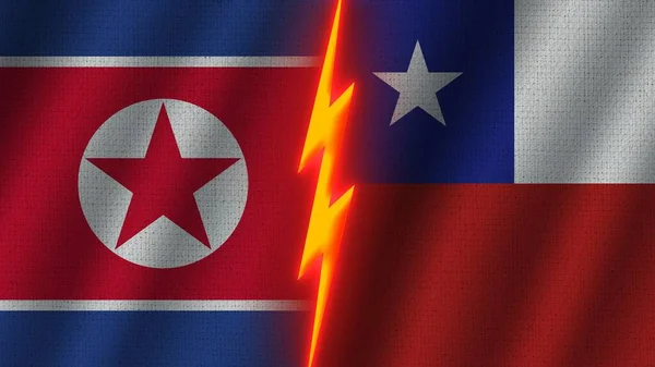 Χιλή Και Βόρεια Κορέα Σηματοδοτεί Μαζί Κυματιστό Φαινόμενο Ύφασμα Φαινόμενο — Φωτογραφία Αρχείου