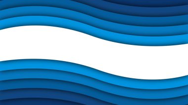 Soyut Dalga Mavi Çerçeve, Beyaz Arkaplan, 3B Görüntü