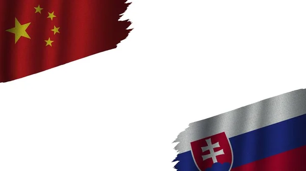 Slovakien Och Kina Flaggor Tillsammans Vågig Textur Effekt Föråldrade Vridna — Stockfoto
