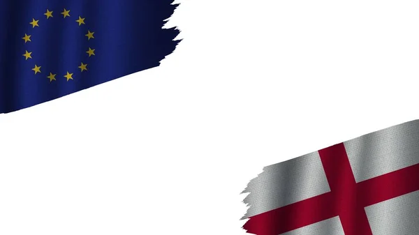 England European Union Flags Together Wavy Fabric Texture Effect Zastaralé — Stock fotografie