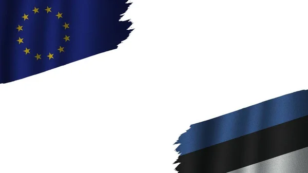 Εσθονία Και Ευρωπαϊκή Ένωση Σηματοδοτεί Μαζί Κυματιστό Φαινόμενο Ύφασμα Αποκλίσεις — Φωτογραφία Αρχείου