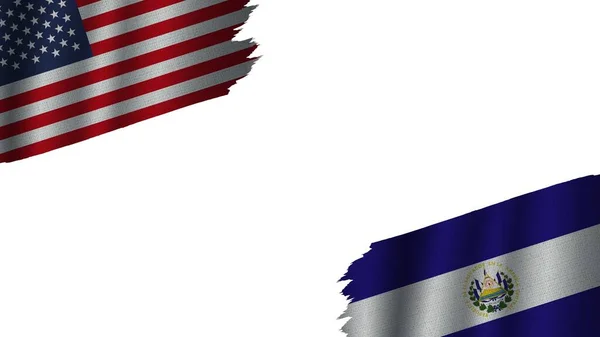 Salvador Estados Unidos América Banderas Estados Unidos Juntas Efecto Textura — Foto de Stock