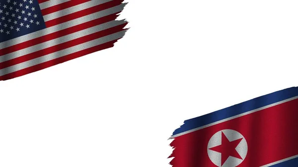 Corea Del Norte Estados Unidos América Banderas Estados Unidos Juntas —  Fotos de Stock
