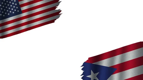 Puerto Rico Und Vereinigte Staaten Von Amerika Usa Flaggen Zusammen — Stockfoto