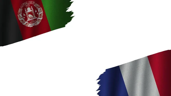 Francia Afghanistan Bandiere Insieme Tessuto Ondulato Effetto Texture Obsolete Strappato — Foto Stock