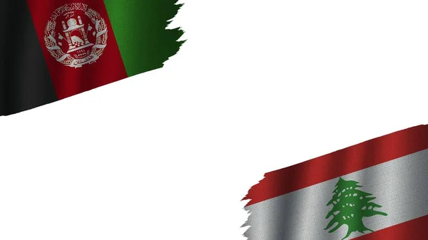 Libano Afghanistan Bandiere Insieme Tessuto Ondulato Effetto Texture Obsolete Strappato — Foto Stock