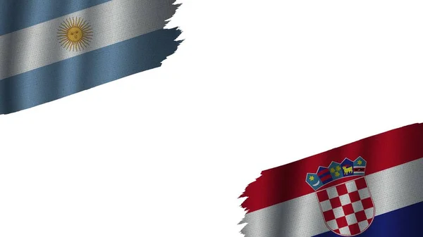 Κροατία Και Αργεντινή Σηματοδοτούν Μαζί Κυματιστό Φαινόμενο Ύφασμα Ελαττωματικό Σκίσιμο — Φωτογραφία Αρχείου