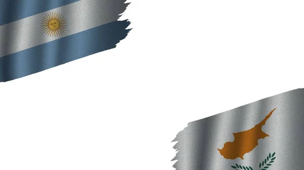 キプロスとアルゼンチンの旗一緒に 波状ファブリックテクスチャ効果 絶対的なトーン風化 危機の概念 3Dイラスト — ストック写真