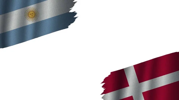 Δανία Και Αργεντινή Σημαίες Μαζί Κυματιστό Φαινόμενο Ύφασμα Ορατότητα Σκισμένη — Φωτογραφία Αρχείου