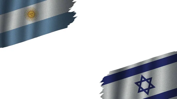 Ισραήλ Και Αργεντινή Σημαίες Μαζί Κυματιστό Φαινόμενο Ύφασμα Ορατότητα Σκισμένη — Φωτογραφία Αρχείου