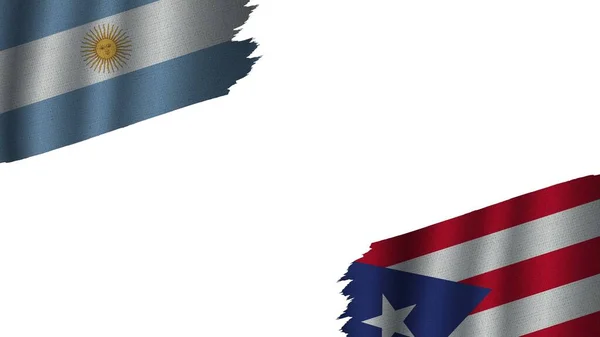 Πουέρτο Ρίκο Και Αργεντινή Σημαίες Μαζί Κυματιστό Φαινόμενο Ύφασμα Ορατότητα — Φωτογραφία Αρχείου