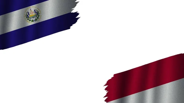 Albanien Und Salvador Flaggen Zusammen Wellen Textur Effekt Obsolet Zerrissen — Stockfoto