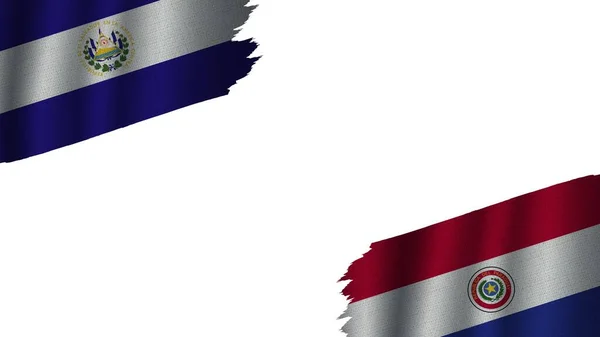 Флаги Албании Сальвадора Вместе Эффект Волнистой Текстуры Устаревший Порванный Воздух — стоковое фото