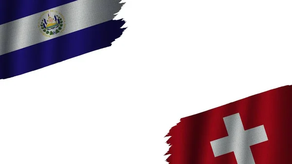 阿尔巴尼亚和萨尔瓦多国旗在一起 波威织物纹理效果 陈旧不堪 危机概念 3D图解 — 图库照片