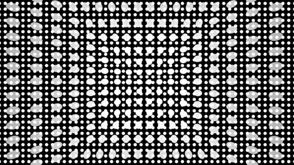 Abstrakter Musterhintergrund Zoom Effekt Komplexe Chaotische Weiße Kreisformen Schwarzer Hintergrund — Stockfoto