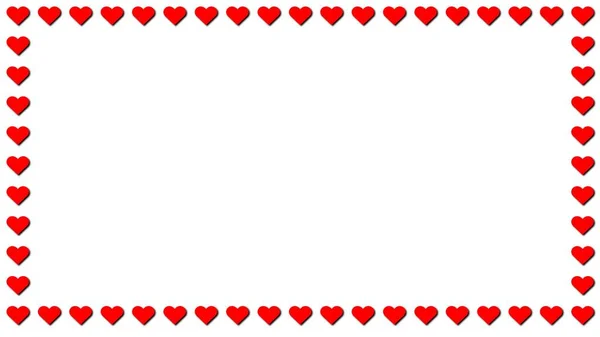 Abstract Screen Frame Red Heart Shapes White Background Illustration — стокове фото