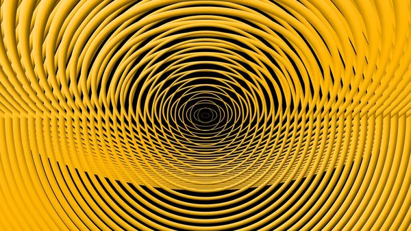 Abstract Yellow Circles, Black Background, 3D Illustration