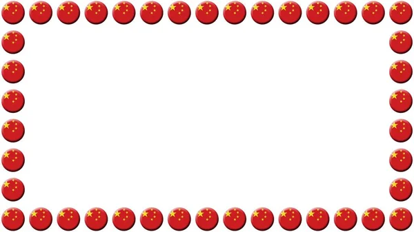 中国圆形旗帜 屏幕边框 白色背景 3D插图 — 图库照片