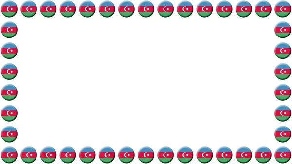 Азербайджанські Круглі Прапори Рамка Фігурними Прапорами Білий Фон Ілюстрація — стокове фото