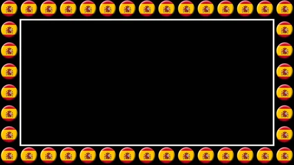 Spanyolország Circle Flags Screen Border Frame Fekete Háttér Illusztráció — Stock Fotó