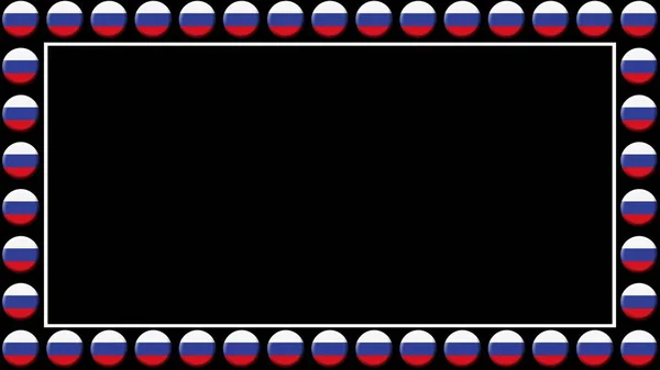 Drapeaux Cercle Russie Cadre Frontière Écran Fond Noir Illustration — Photo