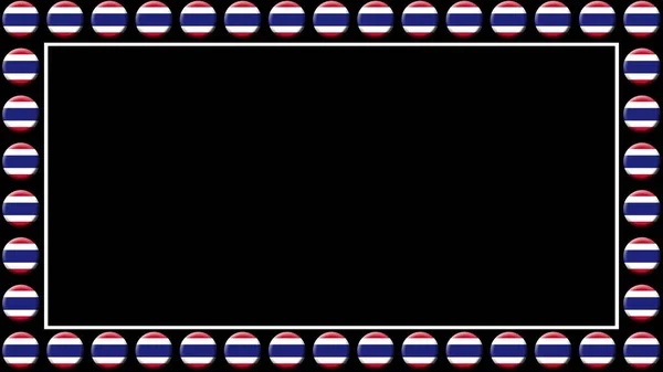Banderas Del Círculo Tailandia Marco Fronterizo Pantalla Fondo Negro Ilustración —  Fotos de Stock
