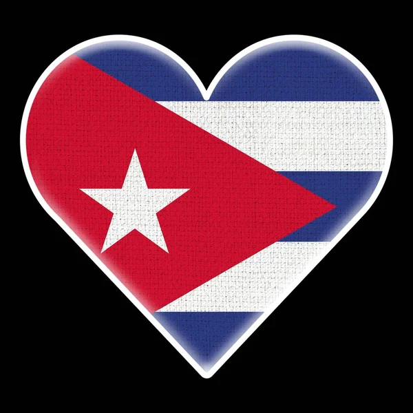 Kuba Herz Flagge Stoffmuster Textur Schwarzer Hintergrund Illustration — Stockfoto