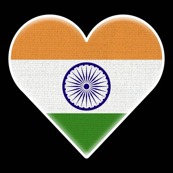 India Heart Flag Fabric Pattern Texture Black Background Illustration — 스톡 사진