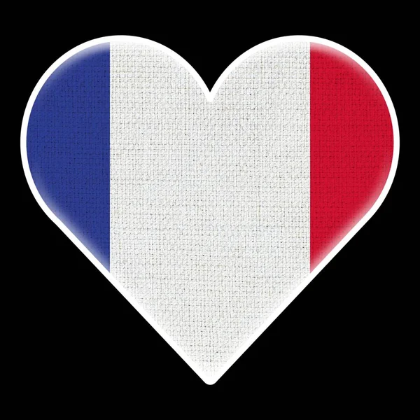 Frankrijk Hart Vlag Stofpatroon Textuur Zwarte Achtergrond Illustratie — Stockfoto
