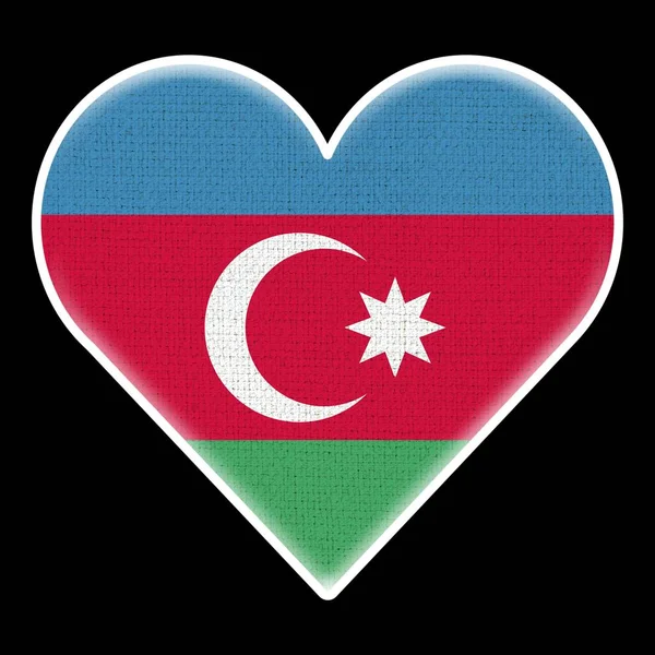 Azerbaycan Kalp Bayrağı Kumaş Deseni Doku Kara Arkaplan Görüntü — Stok fotoğraf