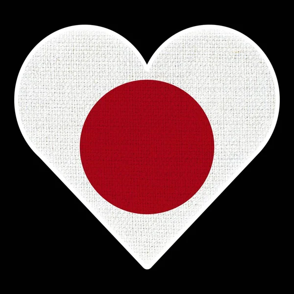 Japan Heart Flag Fabric Pattern Texture Black Background Illustration — стокове фото