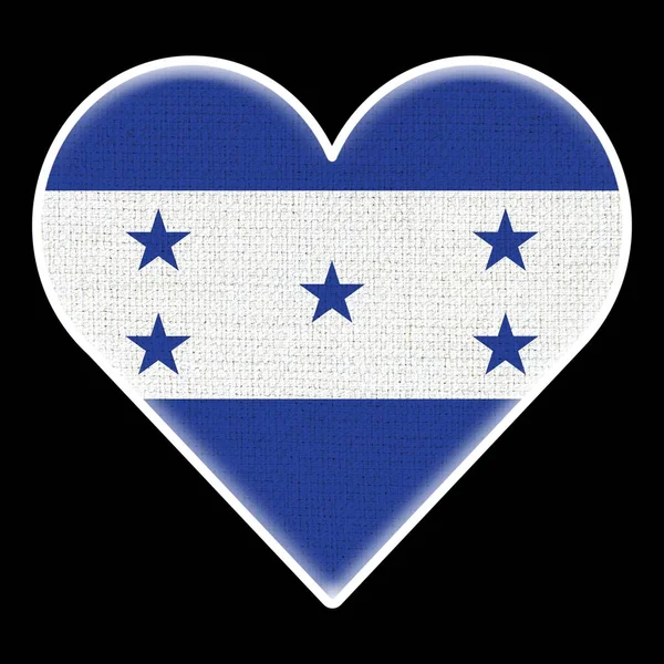 Honduras Heart Flag Textilní Vzor Textury Černé Pozadí Ilustrace — Stock fotografie