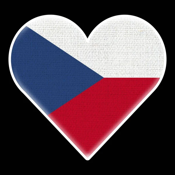 Czech Republic Heart Flag Fabric Pattern Texture Black Background Illustration — 스톡 사진